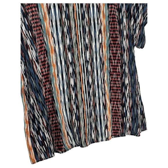 Nic Zoe Top Womens L Silk Short Sleeve Scoop Neck Geometric Slinky Multi - Picture 3 of 10